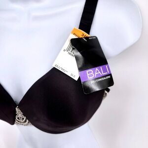 Bali Bra Concealing Petals Black Full Coverage 34DD Underwire Style 3425